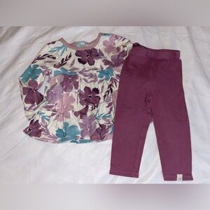 By Burt’s Bees Floral Peplum Top & Plum Leggings Set